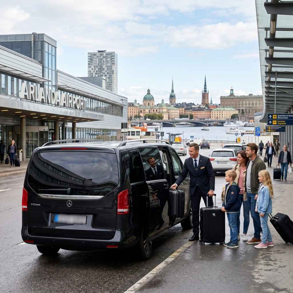 Mercedes chauffeur car at Stockholm Arlanda