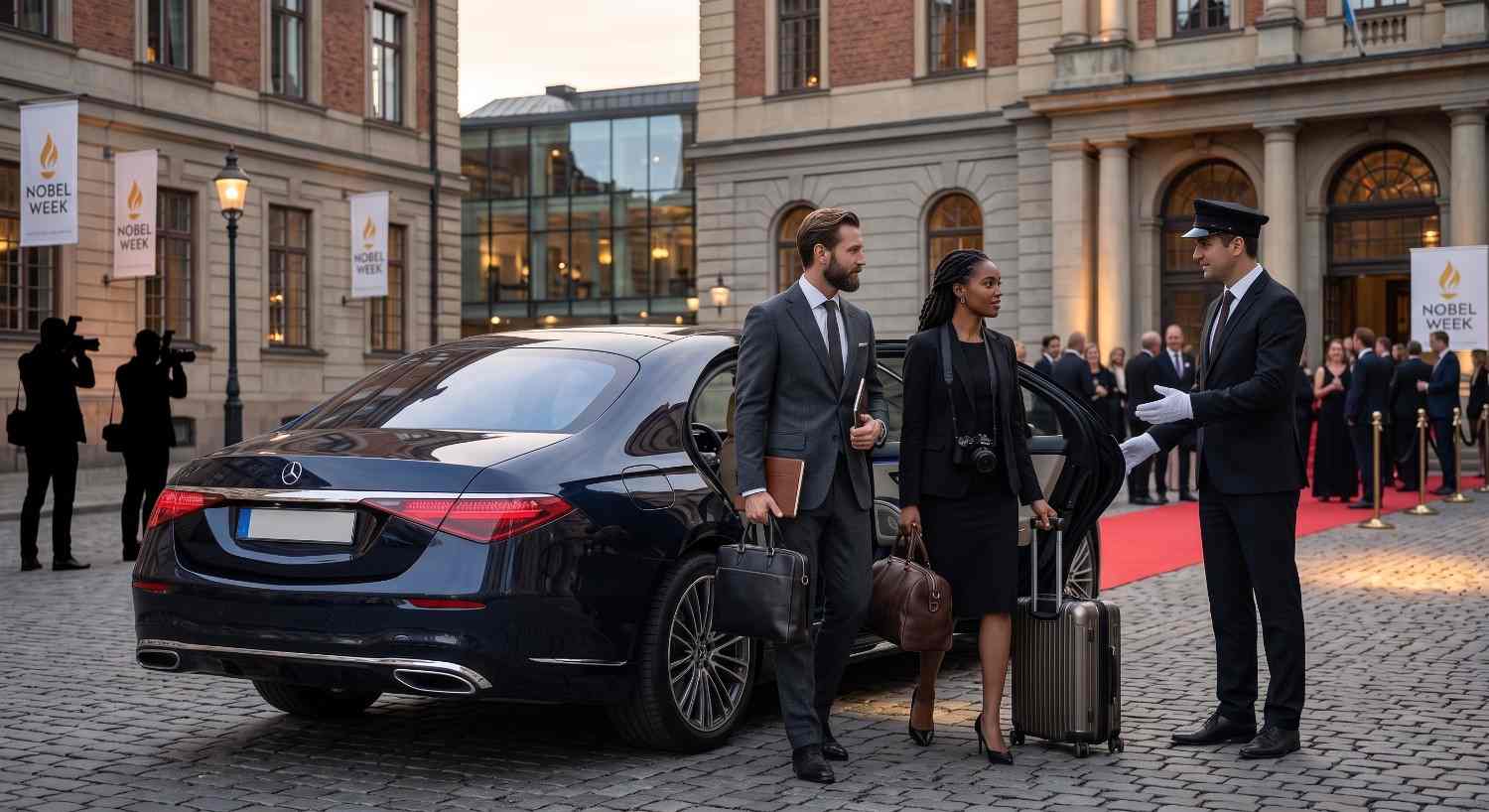SLS chauffeur welcoming guests at a Stockholm hotel