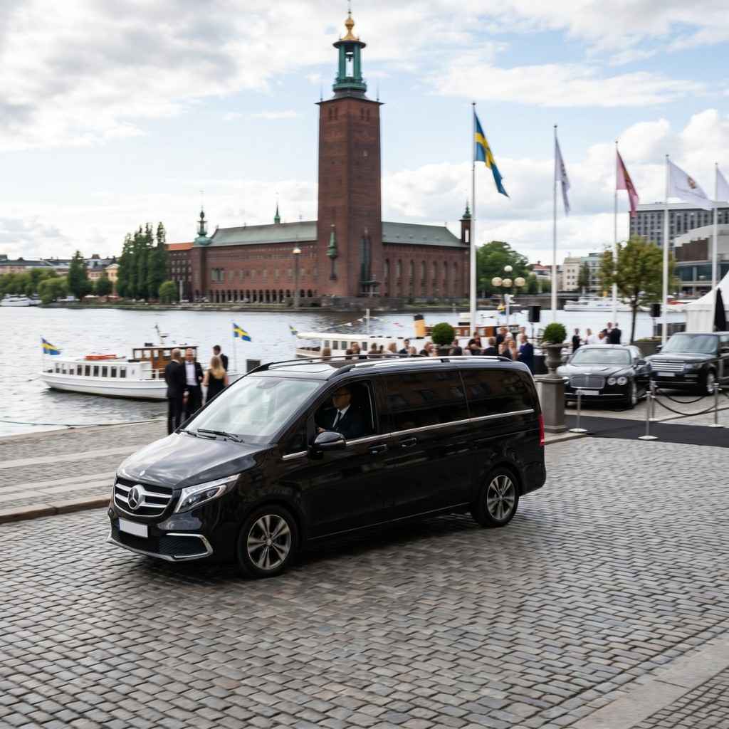 Mercedes V-Class by the Stockholm waterfront